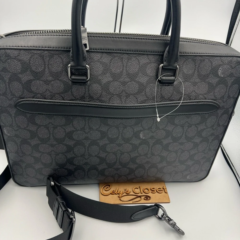 Coach Slim Brief In Signature Canvas With Trolley Sleeve